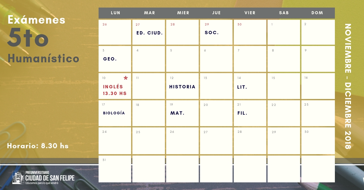 Quinto año Humanístico Preuniversitario San Felipe